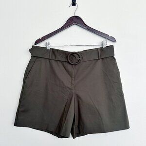 Melanie Lyne Belted Shorts 16 | Olive Green | Quiet Luxury Minimalist Vibe